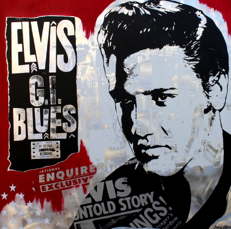 Elvis GI Blues red  100x100 Alu