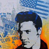 Elvis Newspaper 100x100 Leinwand