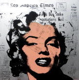 Silver Newspaper Marilyn 100x100 Leinwand