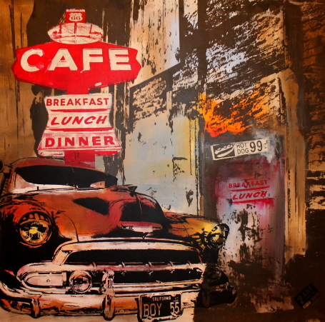 Cuba cafe 90x90 Leinwand